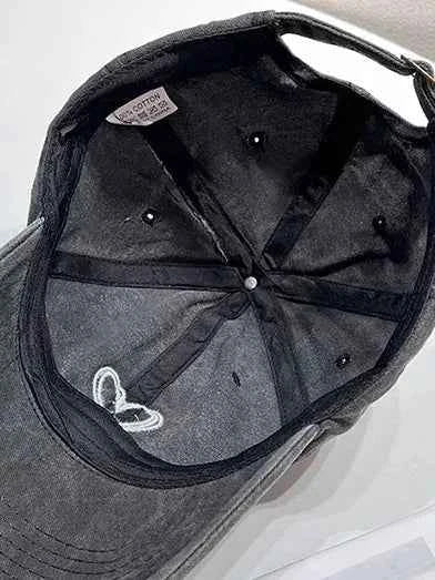 Washed Heart Embroidered Baseball Cap