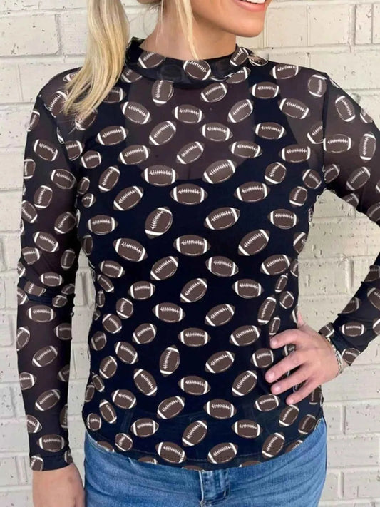 Game Day Mesh Sheer Long Sleeve Top