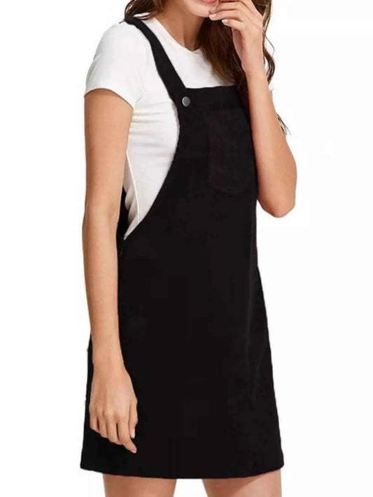 Corduroy Wide Strap Overall Dress