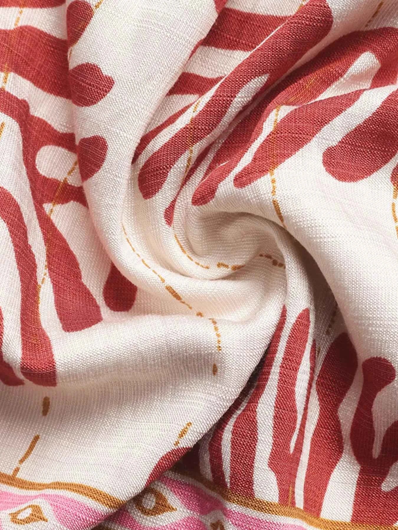 Printed V-Neck Cap Sleeve Dress