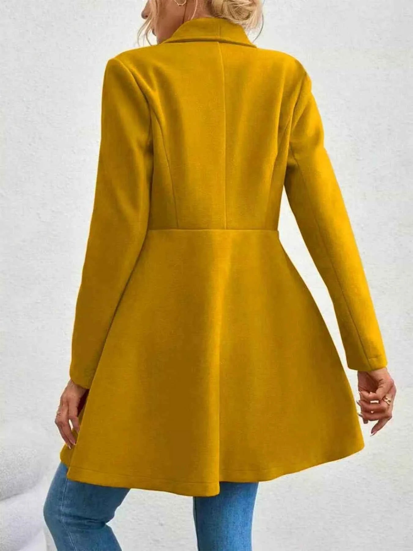 Double-Breasted Wool Blend Coat