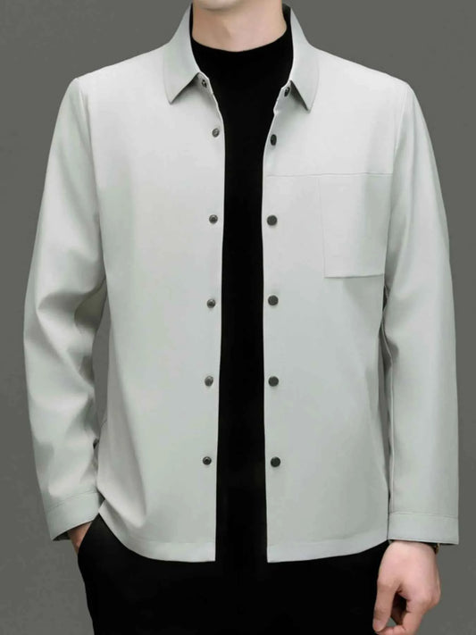 Men's Plus Size Button Up Long Sleeve Jacket