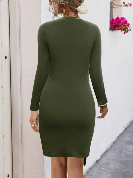 Round Neck Long Sleeve Bodycon Dress