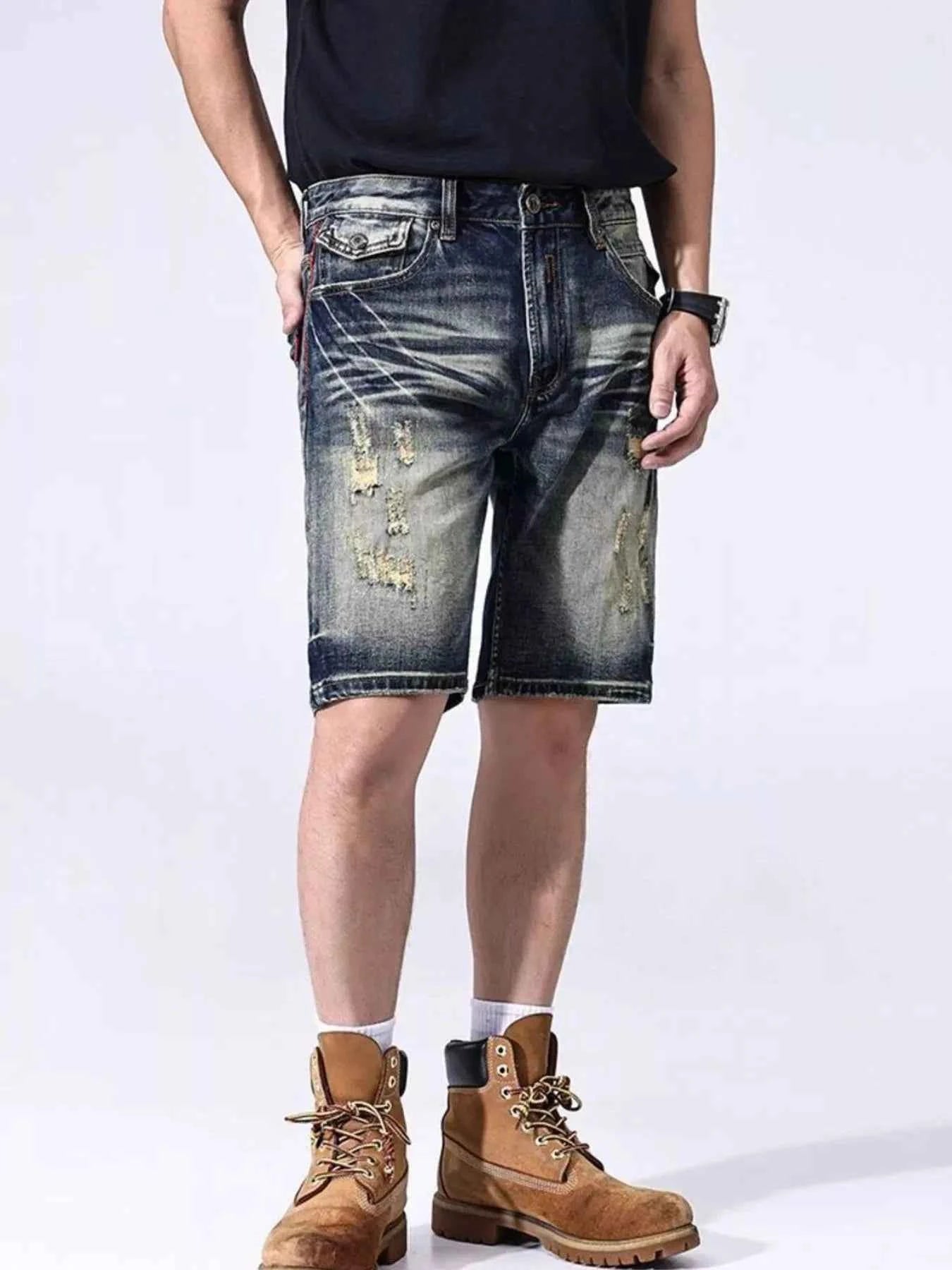Men's Distressed Denim Shorts