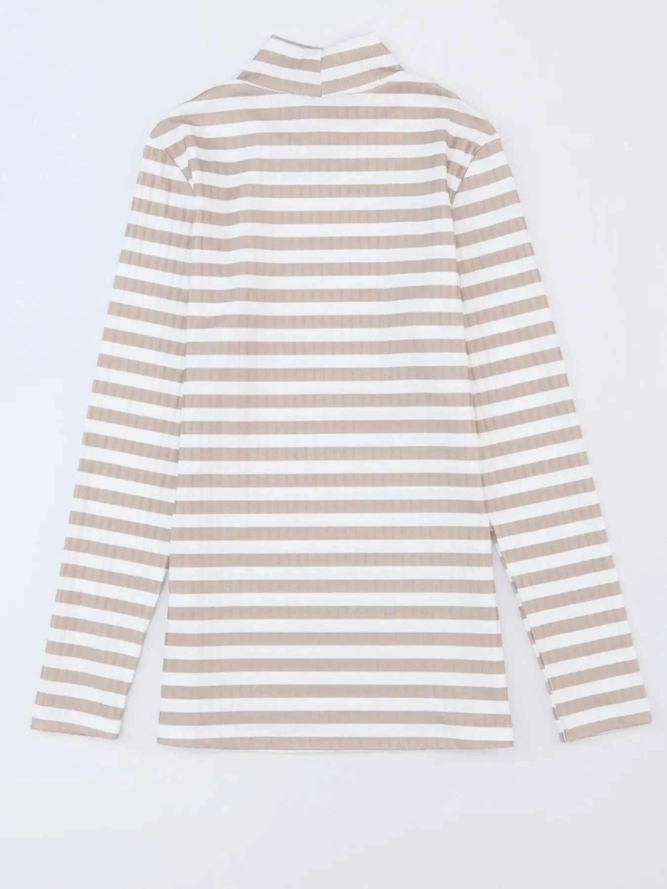Striped Textured Knit Long Sleeve Tee