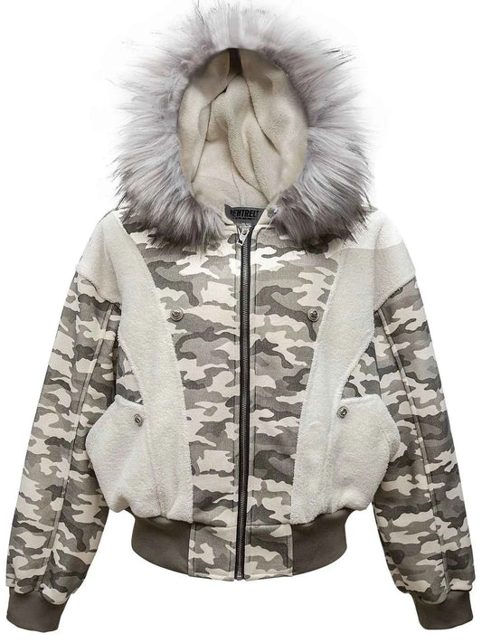 Men's Camouflage Faux Fur Hood Jacket