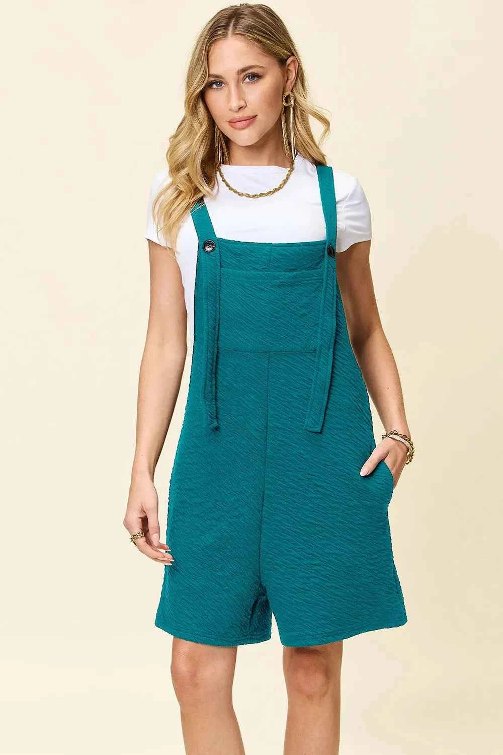 Double Take Full Size Texture Square Neck Romper