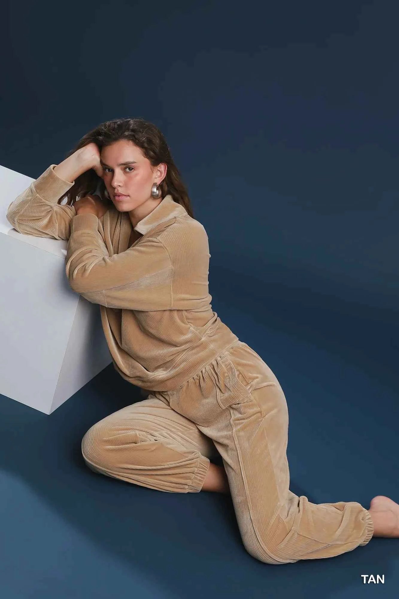 Umgee Soft Thermal Collared Long Sleeve Top