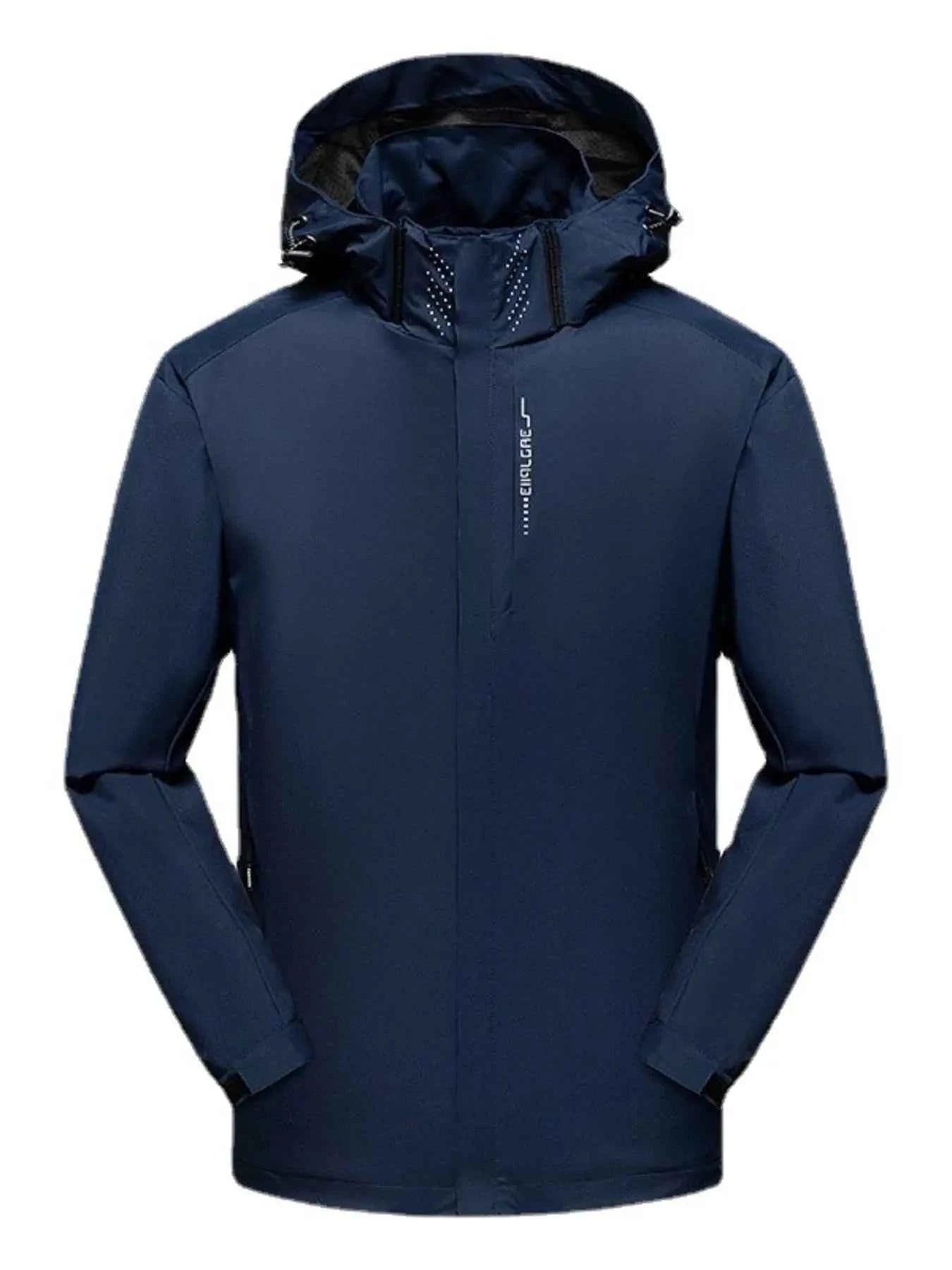 Men's Plus Size Waterproof Zip Up Long Sleeve Hooded Jacket