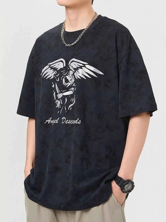 Men's Plus Size Graphic Round Neck Short Sleeve T-Shirt