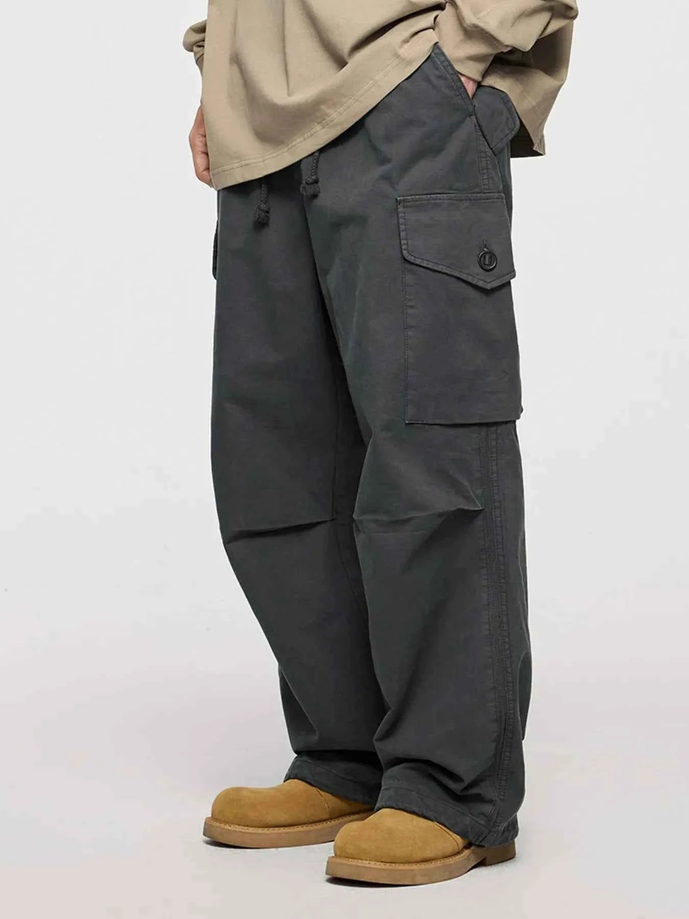 Men's Wide Leg Cargo Pants with Multi-Pocket