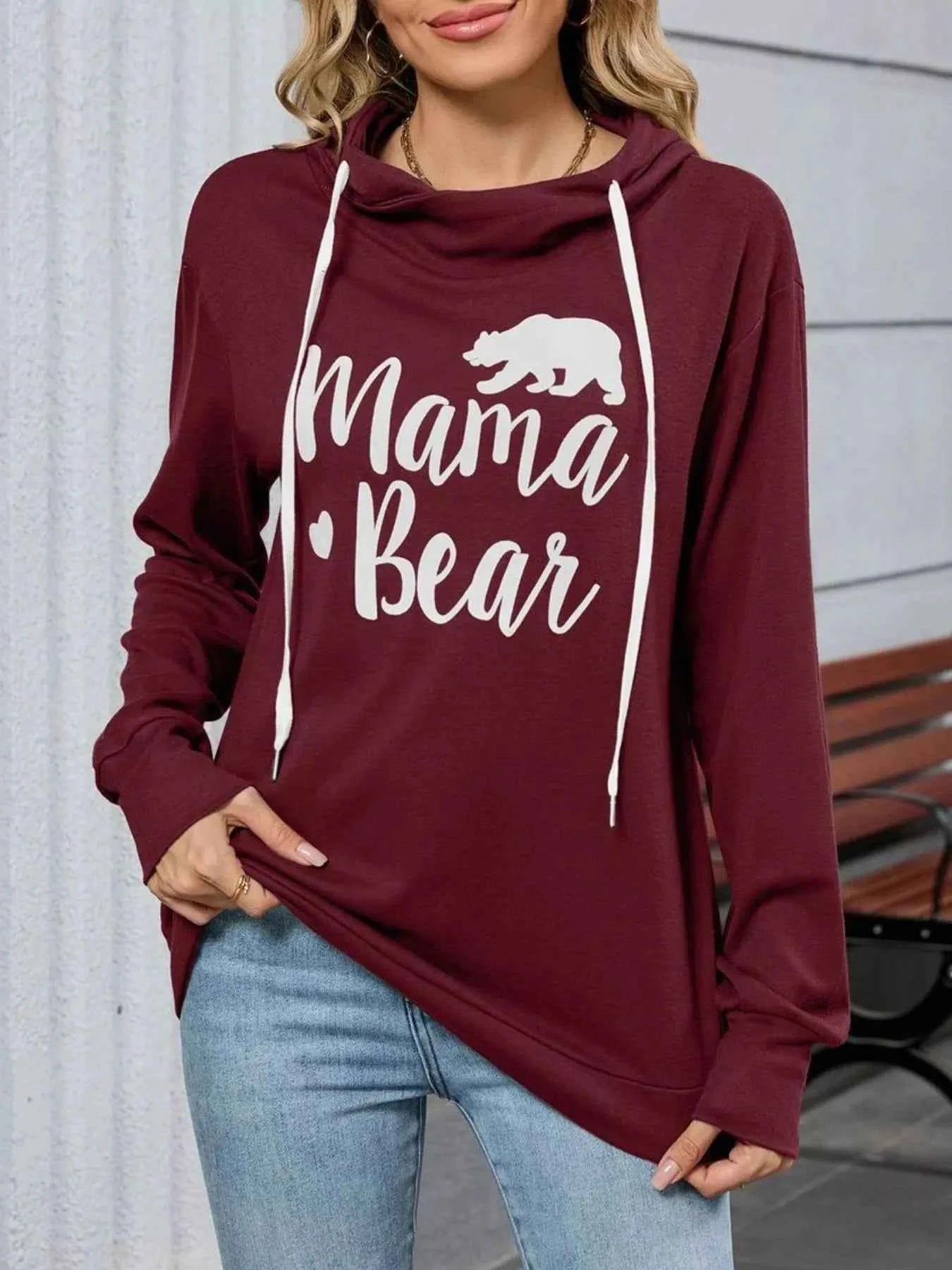 Contrast Letter Graphic Drawstring Long Sleeve Hoodie