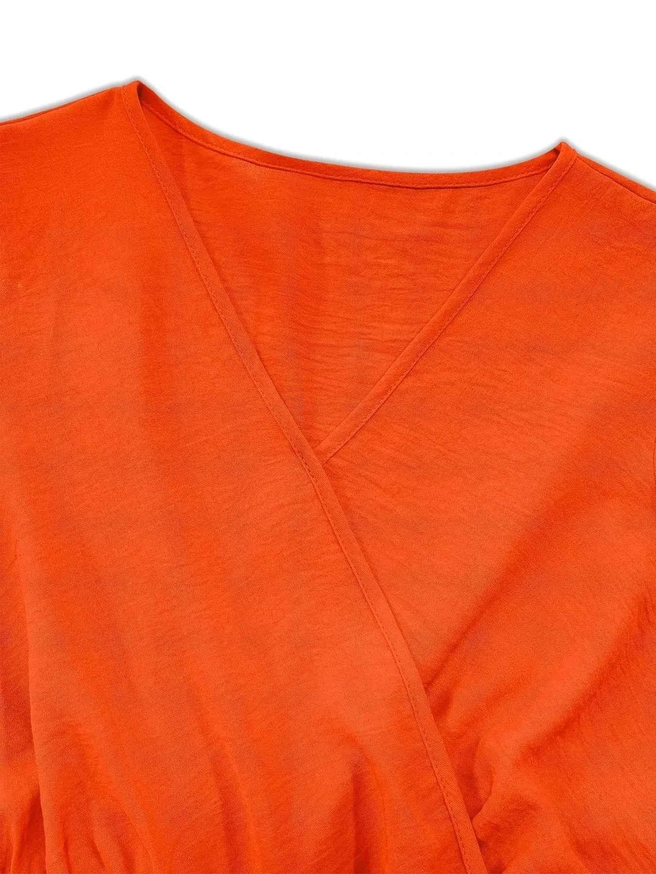 Plus Size Surplice Flutter Sleeve Dress