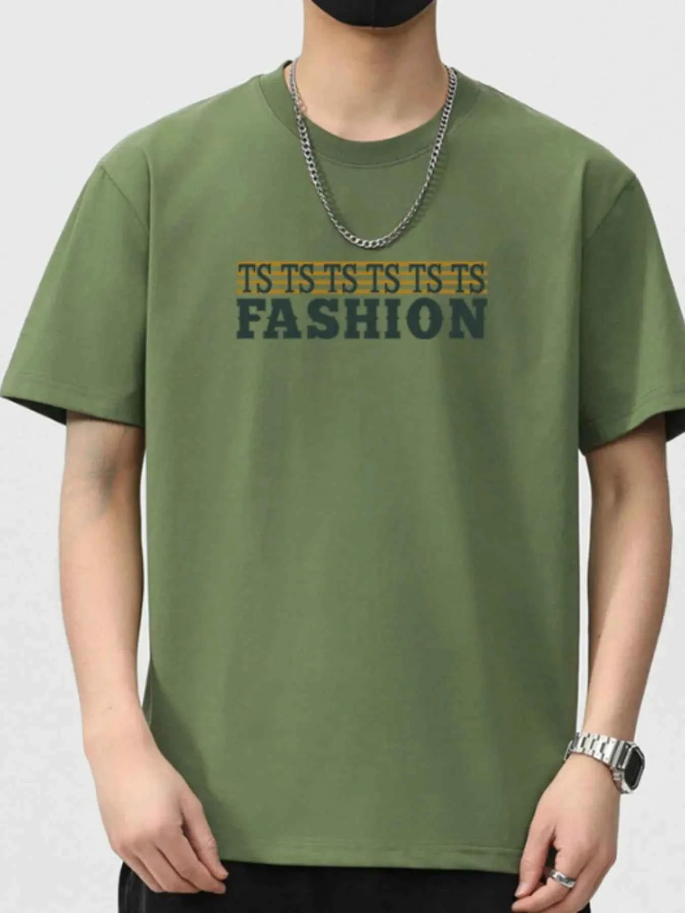 Men's Plus Size Letter Round Neck Short Sleeve T-Shirt