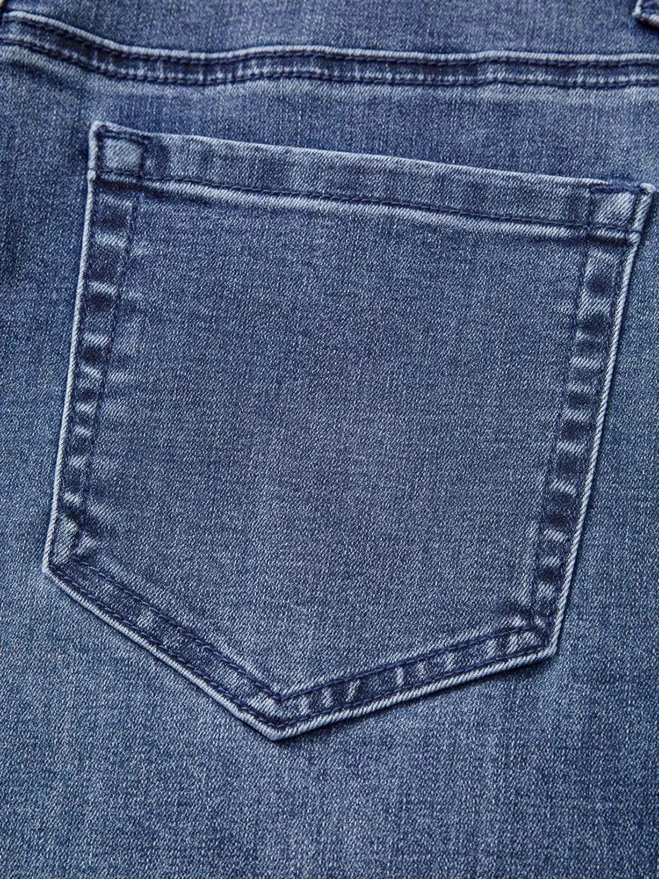 High Waist Button Zip Flare Leg Jeans