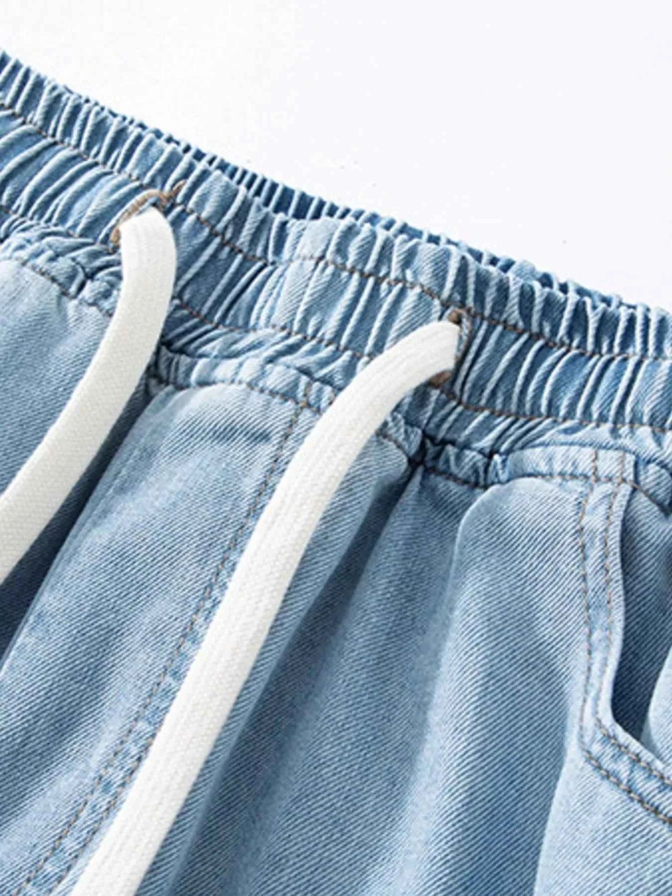 Men's Full Size Drawstring Denim Shorts Plus Size