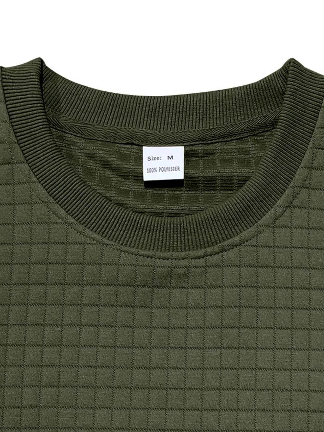 Men's Full Size Textured Round Neck Top and Shorts Set Plus SIze