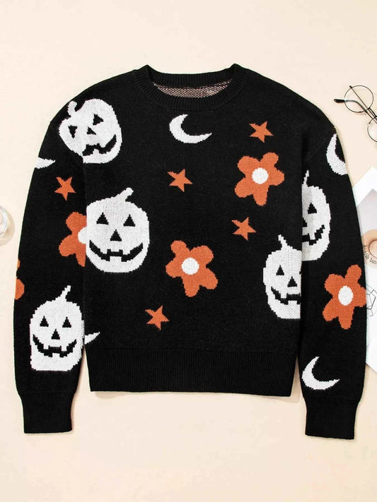 Halloween Gothic Pattern Long Sleeve Sweater