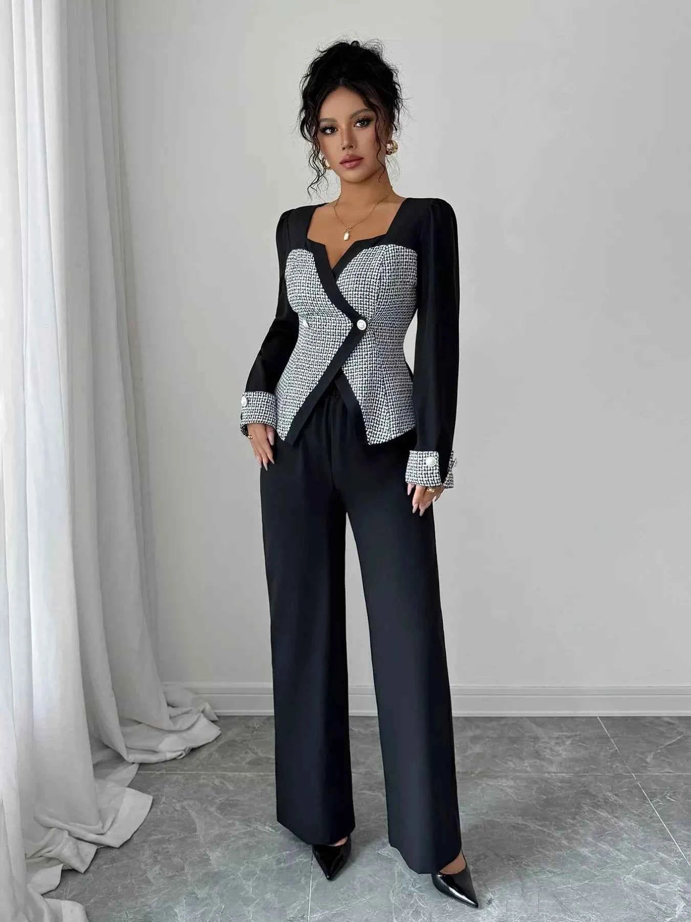 Long Sleeve Top and Wide Leg Pants Set