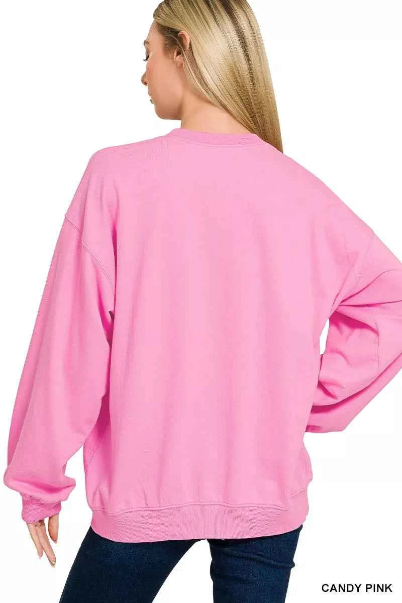 Zenana French Terry American Flag Pullover
