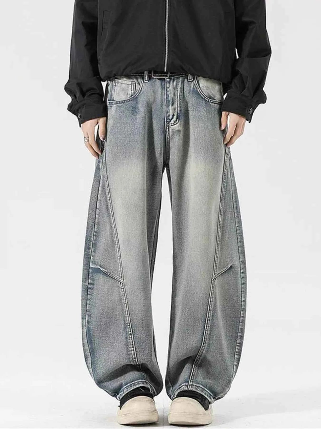 Men's Full Size Washed Wide Leg Jeans Plus Size