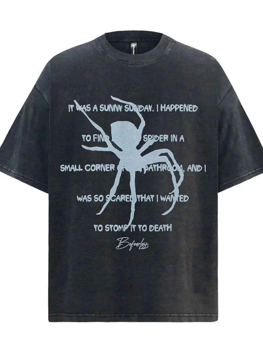 Men's Oversized Gothic Spider Graphic T-Shirt
