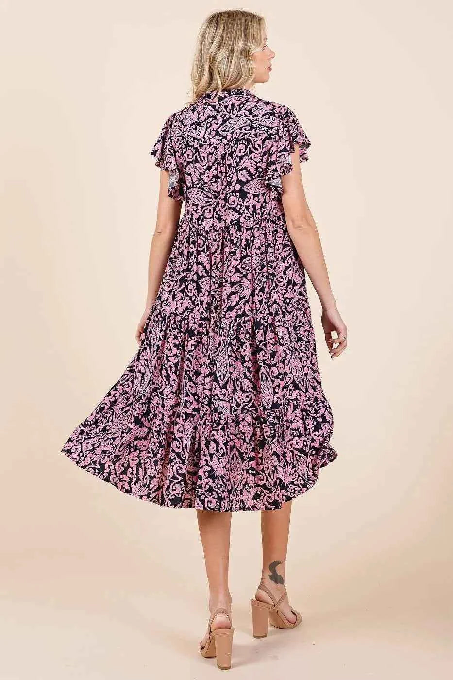 Mittoshop Abstract Print Ruffle Tier Midi Dress