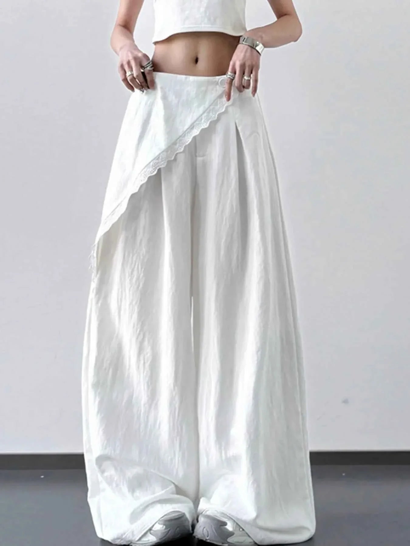 Lace Detail Wide Leg Pants