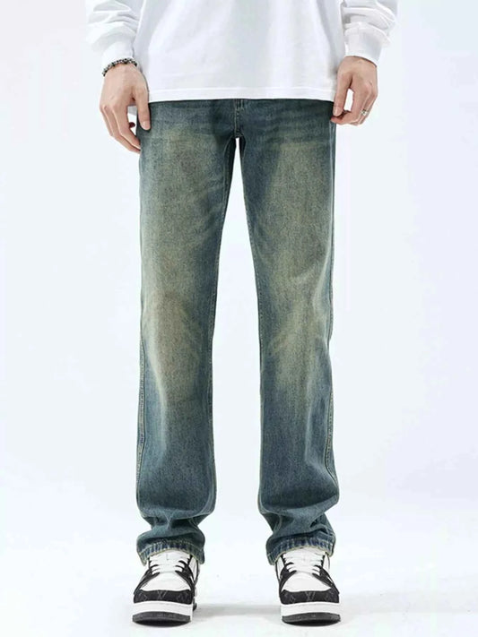 Men's Washed Straight Leg Jeans