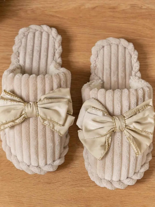 Bow Embellished Indoor Slippers