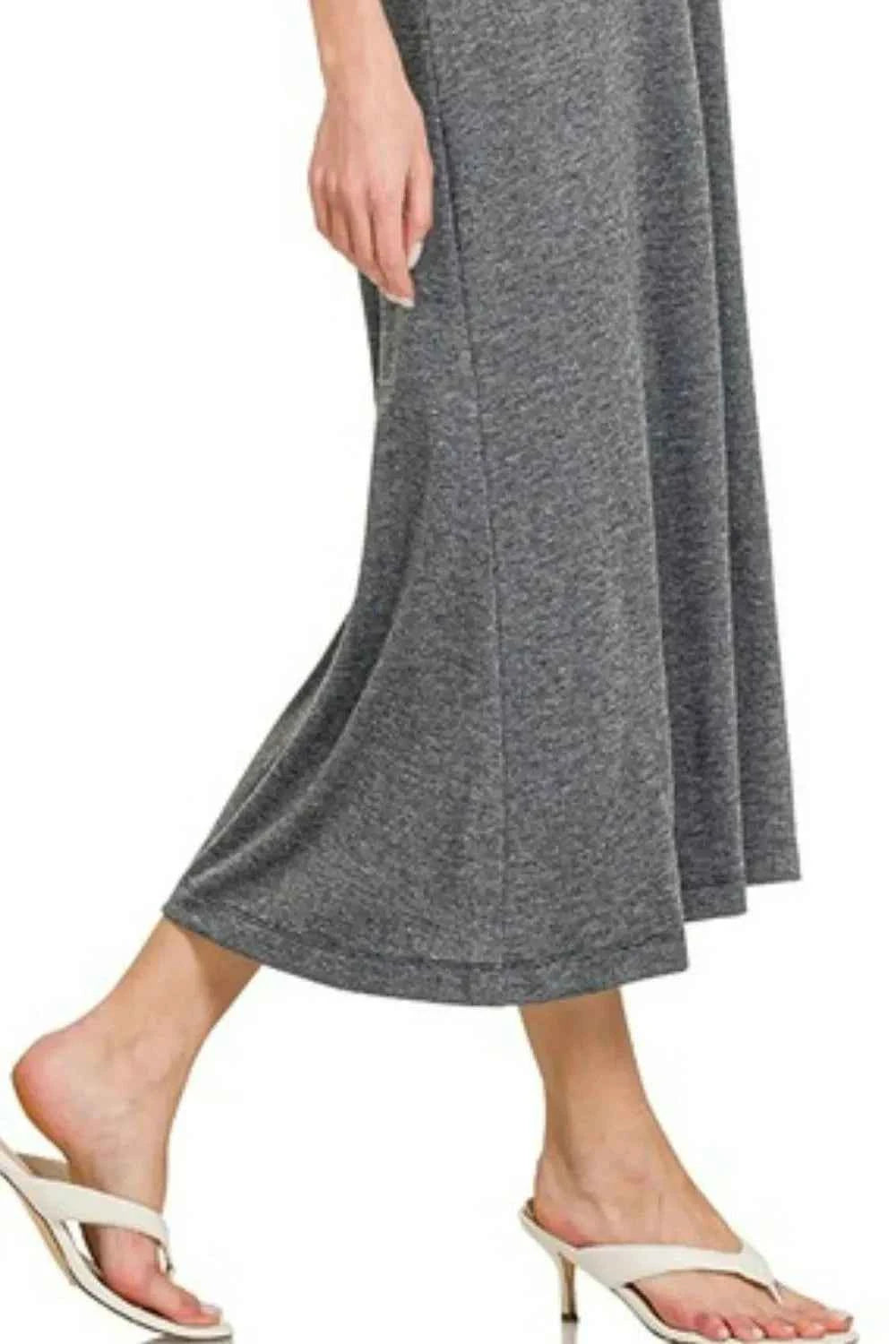 Zenana French Terry Twisted Strap Midi Dress