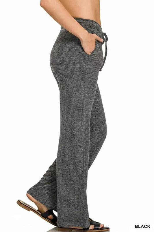 Zenana Ribbed Drawstring Lounge Pants