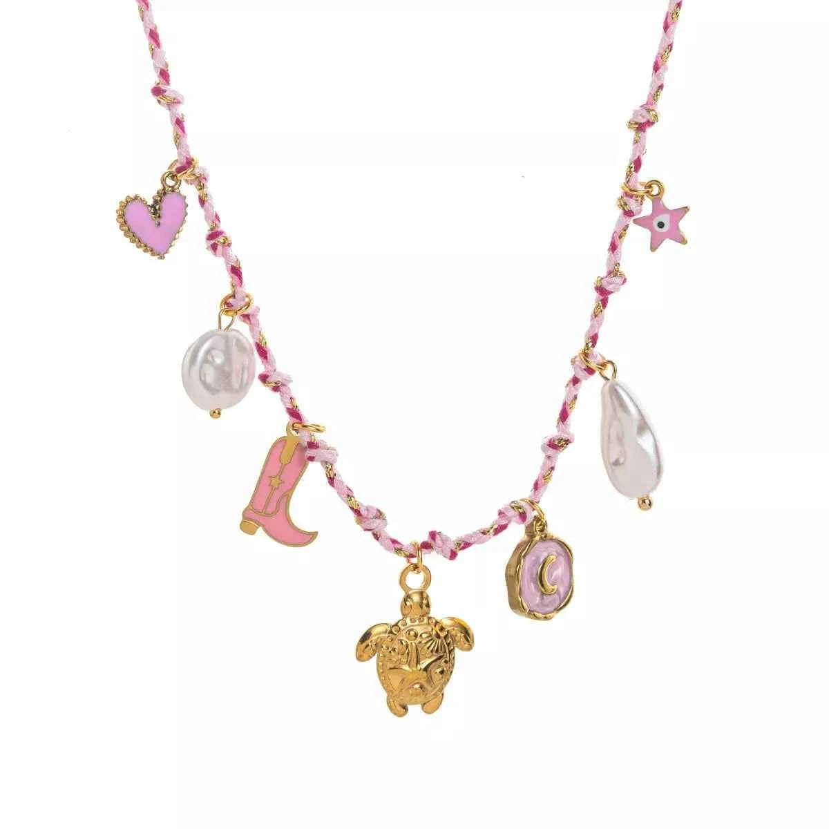 18K Gold-Plated Stainless Steel Charm Necklace