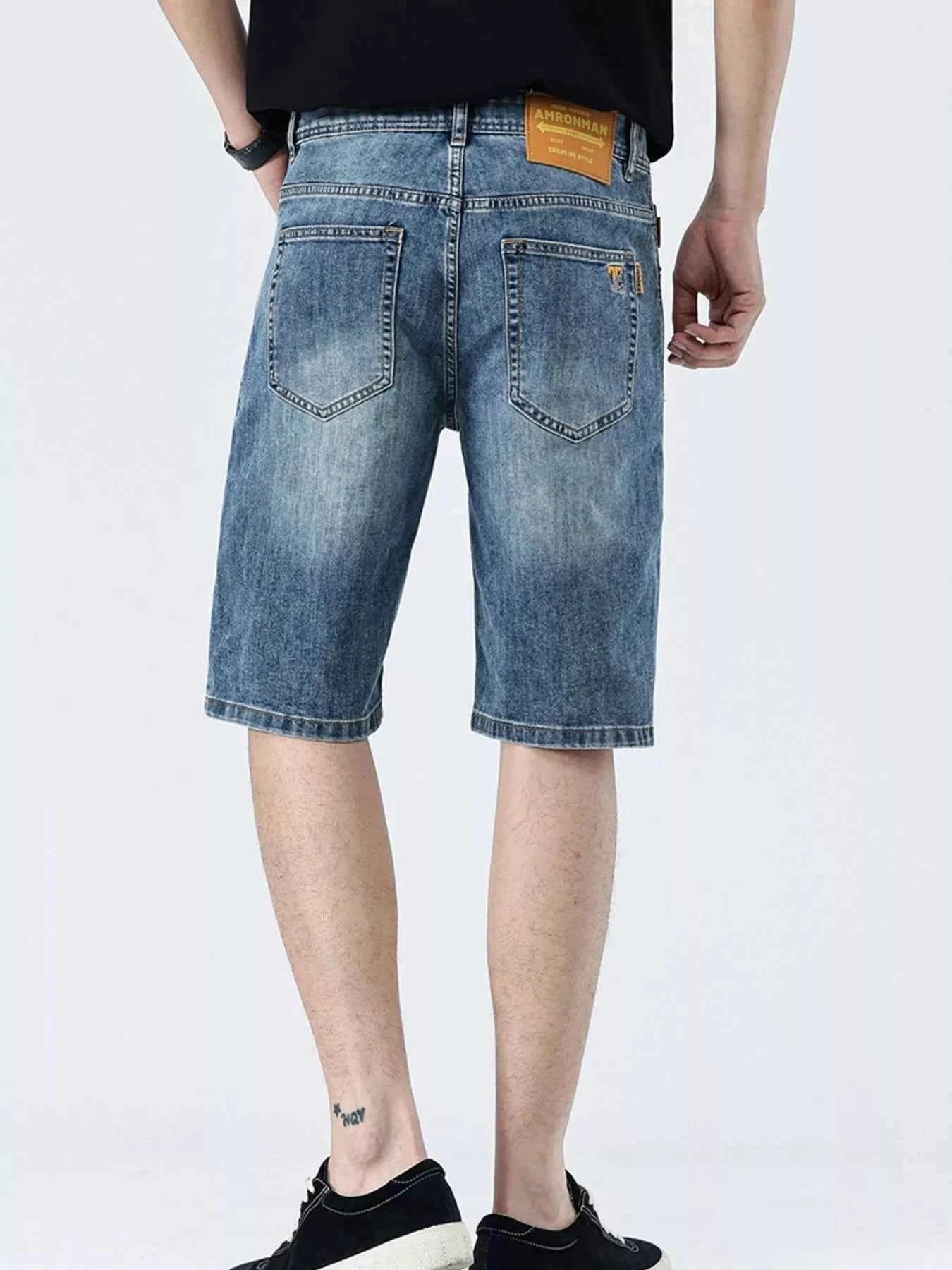 Men's Washed Loose Fit Denim Shorts