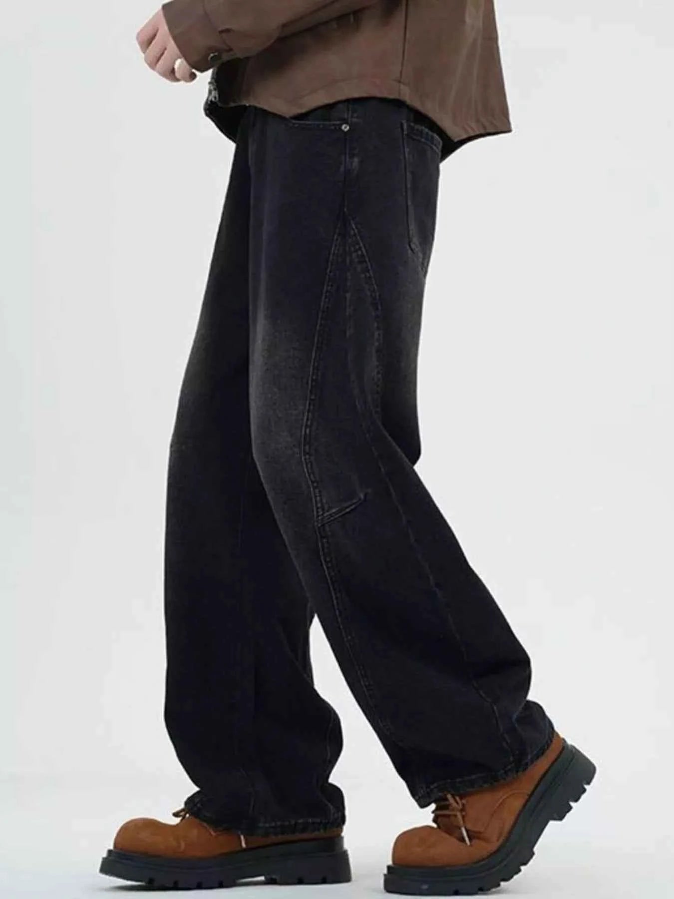 Men's Full Size Washed Wide Leg Jeans Plus Size