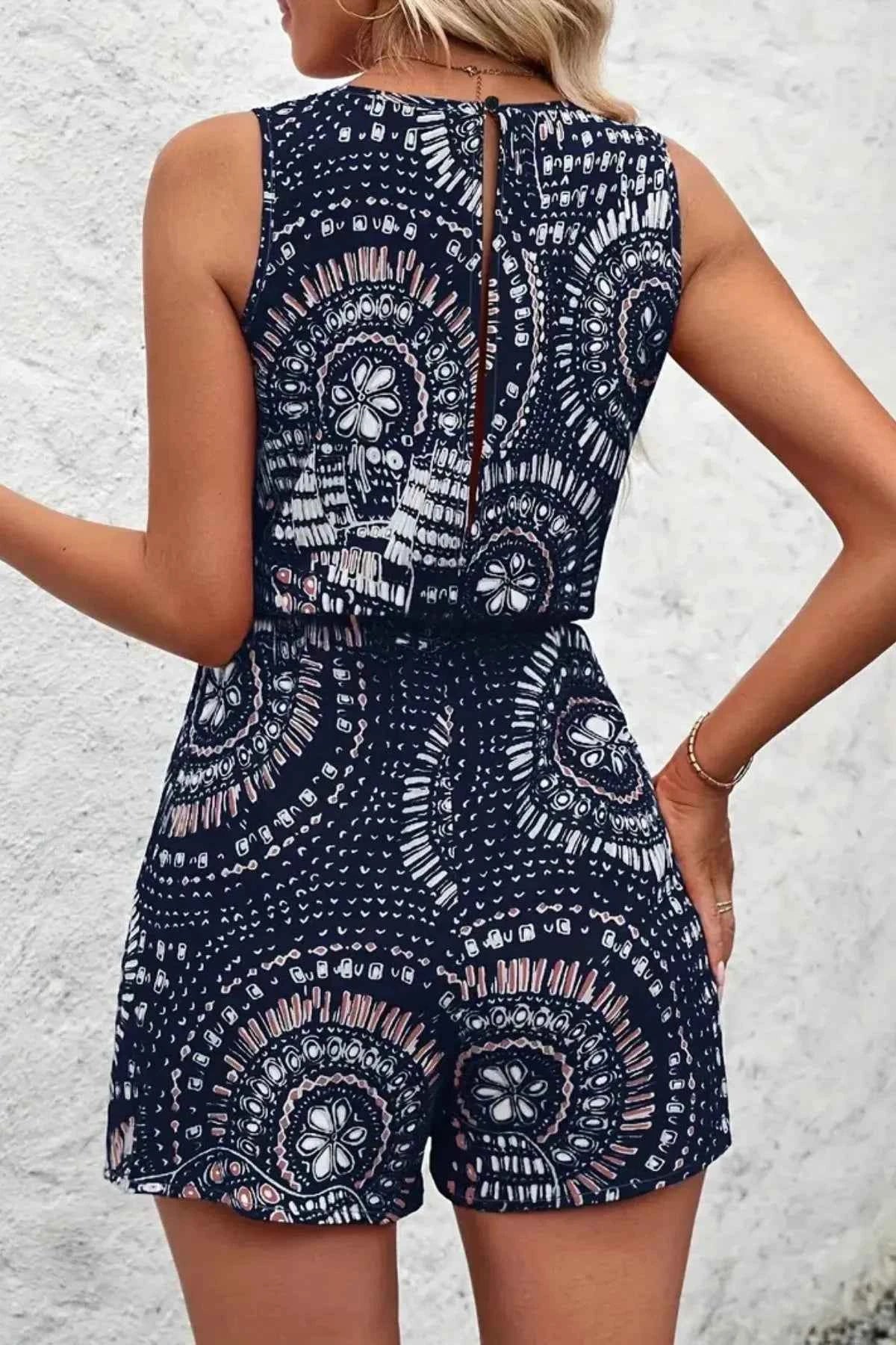 Boho Floral Print Sleeveless Summer Romper