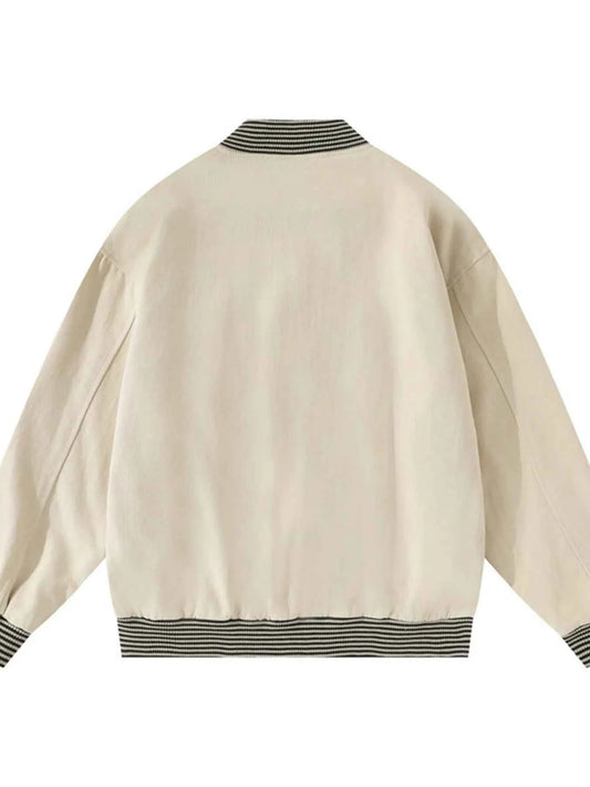 Men's Striped Hem Zip Up Jacket