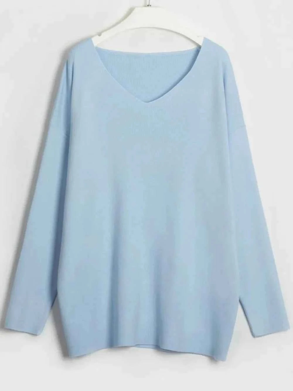 V-Neck Long Sleeve Top and Drawstring Pants Sweater Set