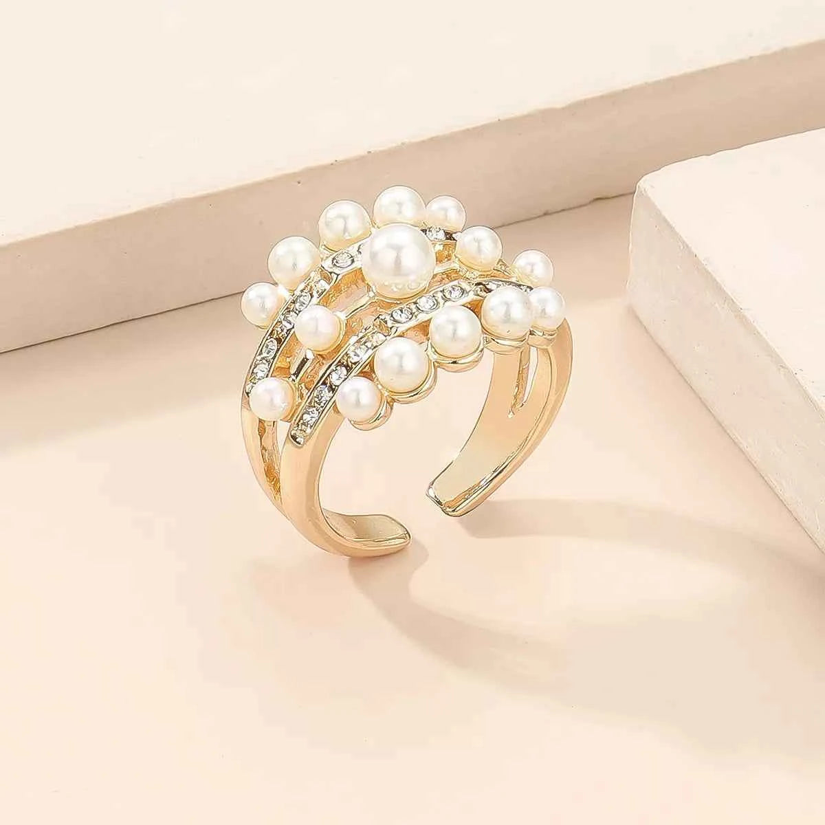 Pearl 18K Gold-Plated Open Ring