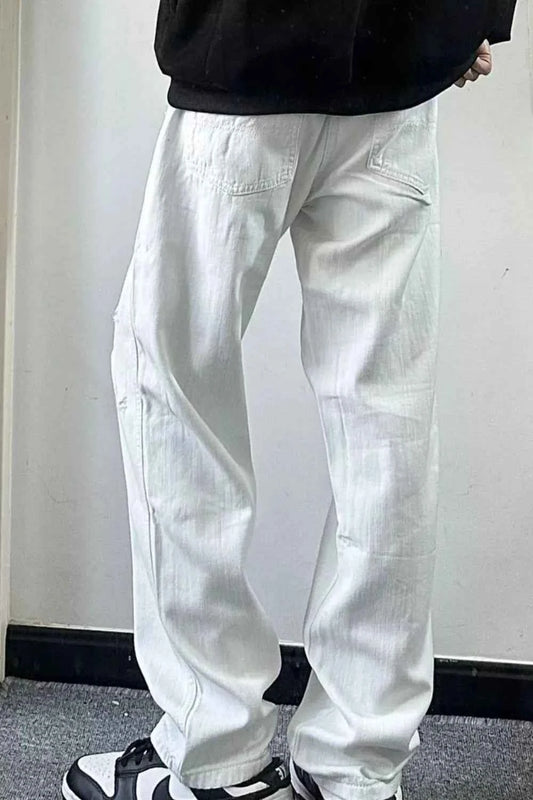 Men's Full Size Distressed Wash Wide Leg Jeans Plus Size