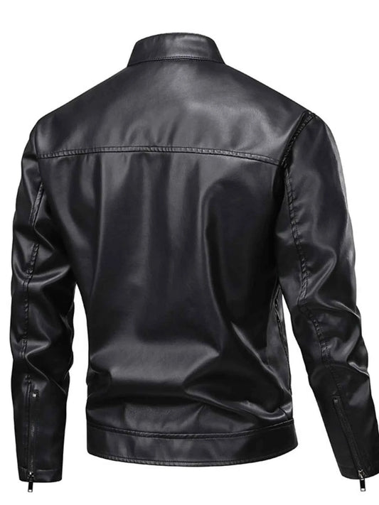 Men's Full Size Leather Zip Up Jacket Plus Size