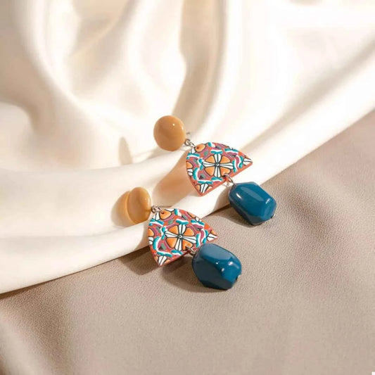 Geometric Pattern Drop Earrings