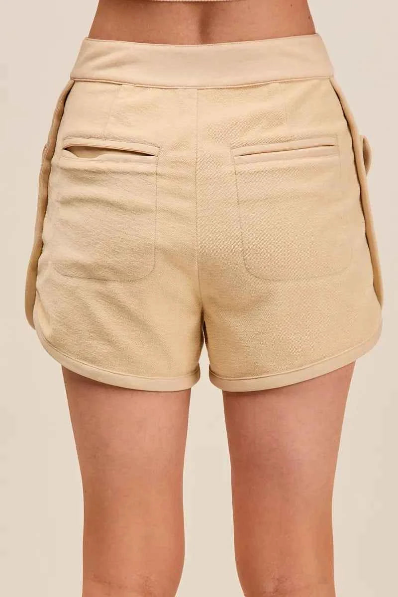 SO ME Mineral Washed Terry High Rise Cargo Shorts
