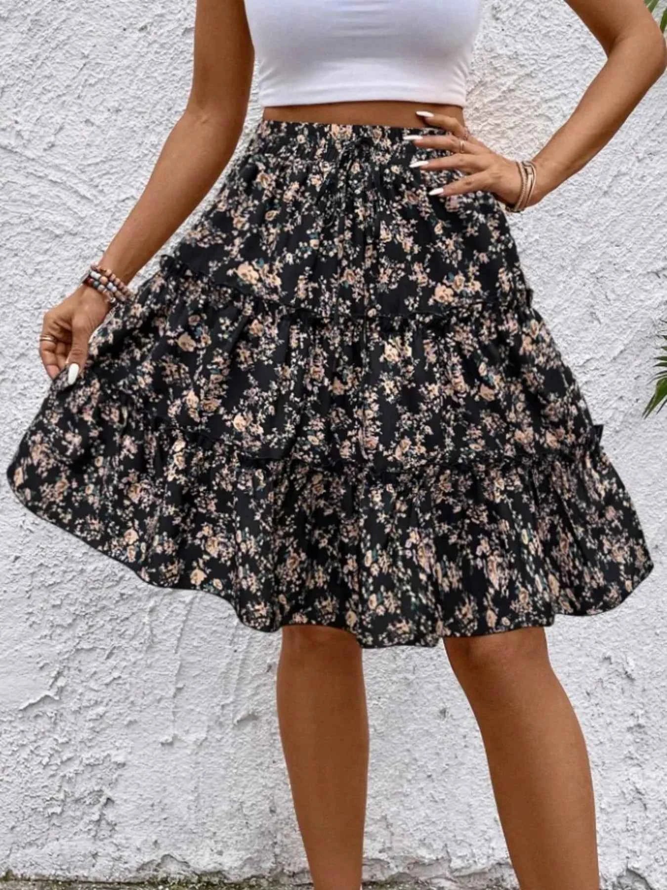 Floral Print Midi Skirt
