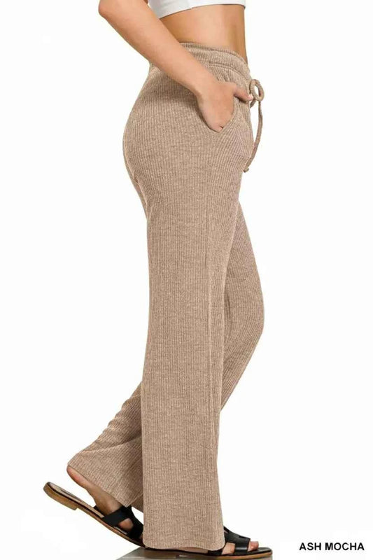 Zenana Ribbed Drawstring Lounge Pants