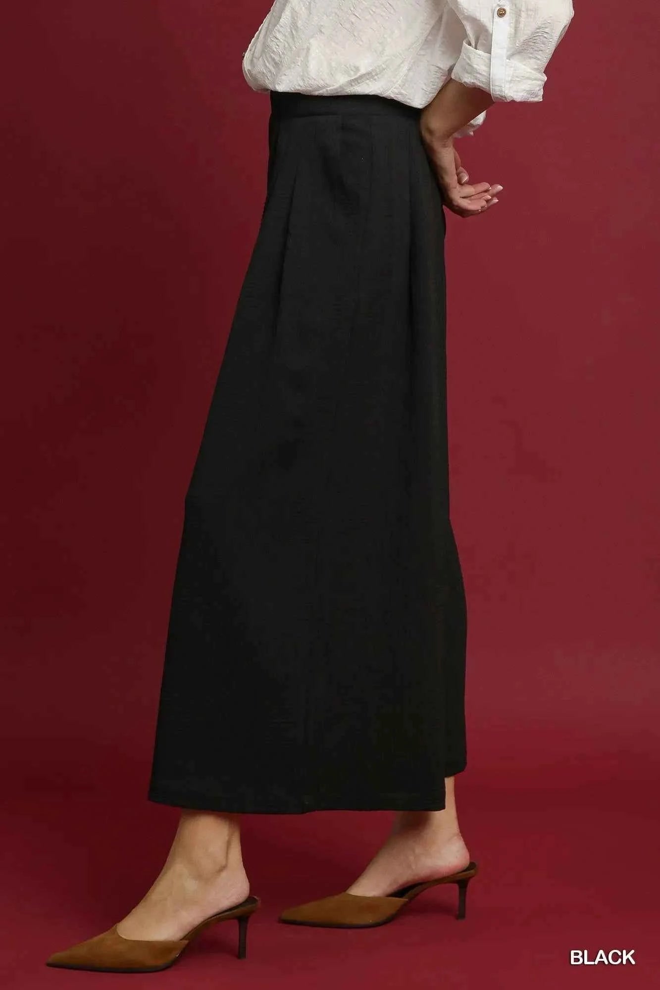 Umgee Elastic Waist Wide Leg Pants