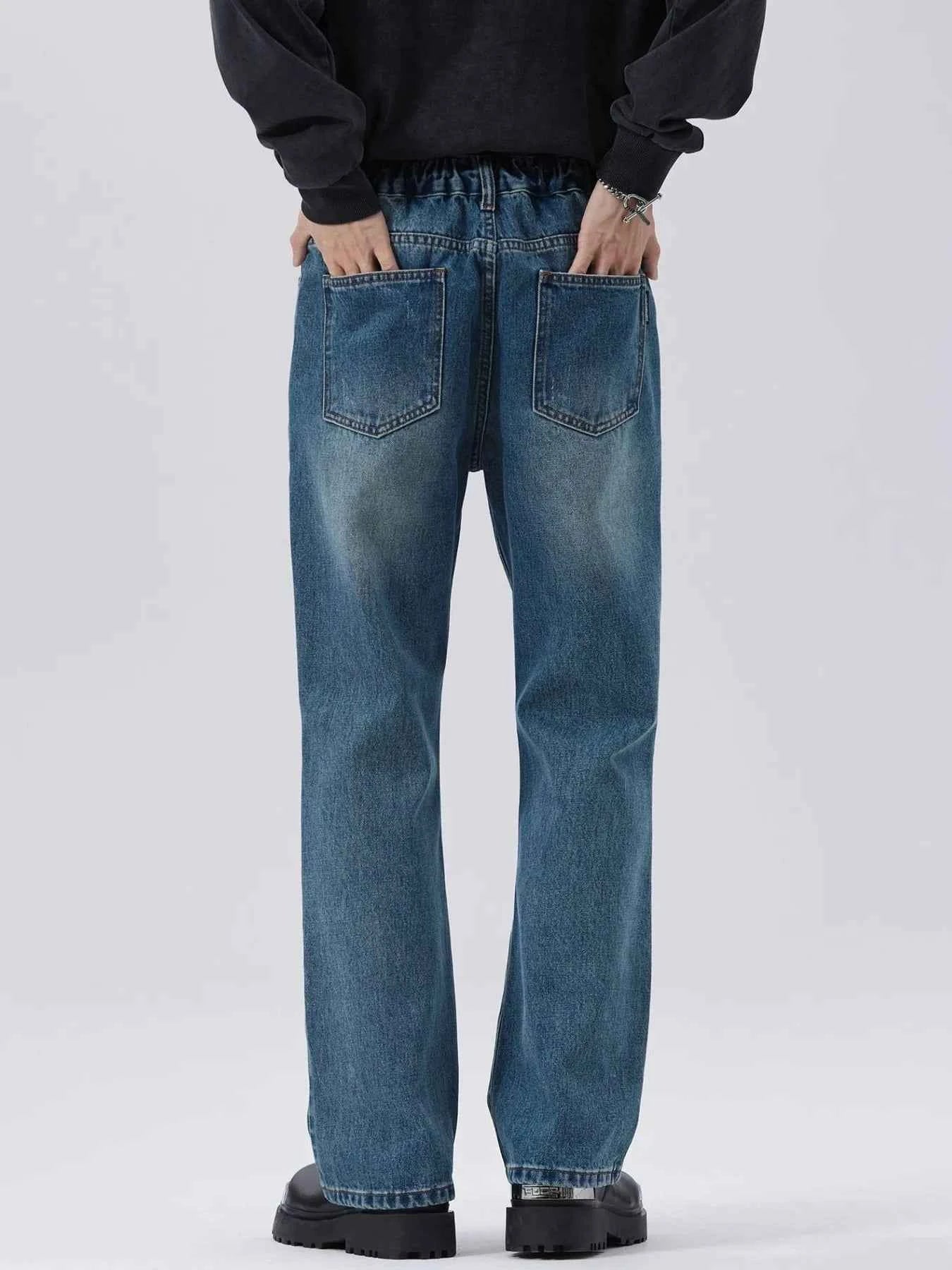 Men's Full Size Washed Straight Leg Jeans Plus Size