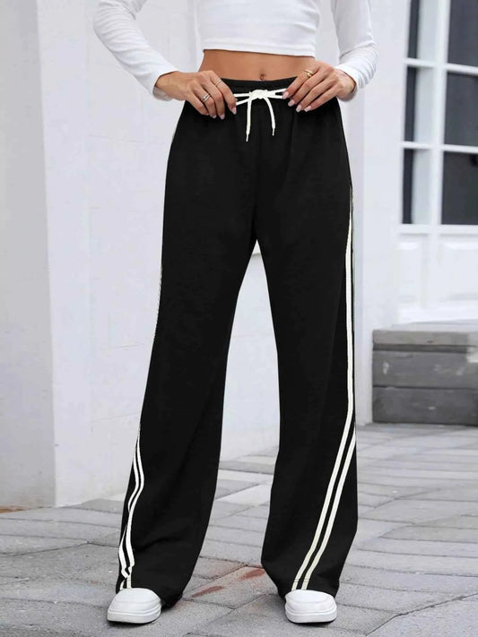 Side Striped Wide Leg Pants