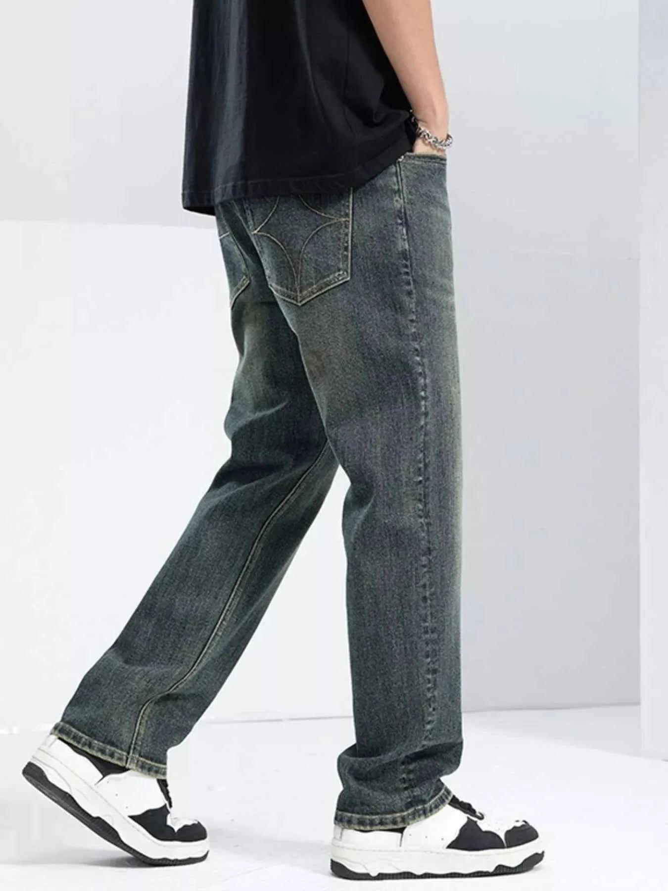 Men's Washed Wide Leg Jeans
