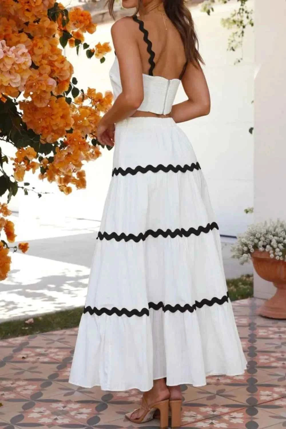 Contrast Trim Cami and Skirt Set